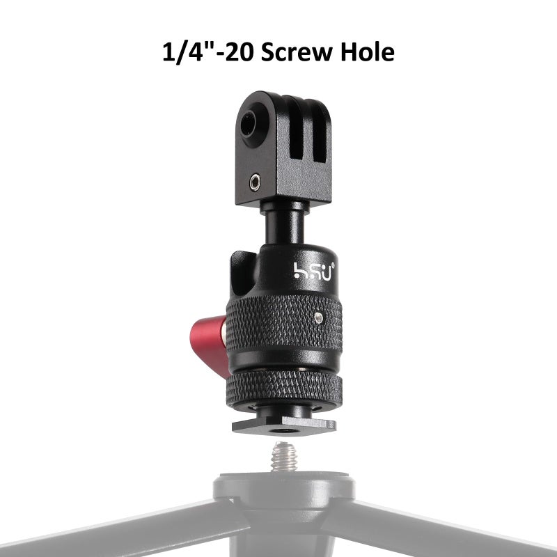 HSU Cold Shoe Mount Adapter, Aluminum 1/4â€-20 Screw Hole 360Â° Rotation Camera Tripod Mount for GoPro Hero 13/12/11/10/9/8/7/DJI Osmo Action, Applicable for Tripod Selfie Stick and DSLR Camera Flash - Image 2