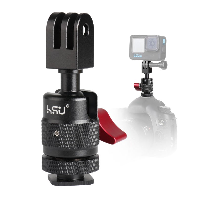 HSU Cold Shoe Mount Adapter, Aluminum 1/4â€-20 Screw Hole 360Â° Rotation Camera Tripod Mount for GoPro Hero 13/12/11/10/9/8/7/DJI Osmo Action, Applicable for Tripod Selfie Stick and DSLR Camera Flash - Image 1
