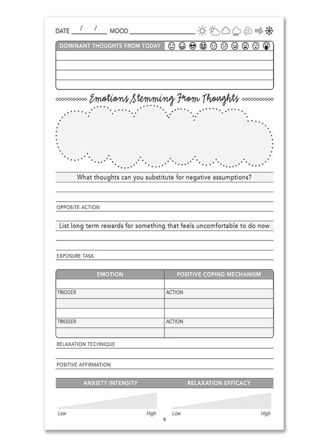 بوك فاكتوري دفتر يوميات القلق من BookFactory/تتبع روتين العناية الذاتية/تتبع محفزات التوتر والقلق - 100 صفحة، غلاف مقوى ناعم الملمس، 6 × 9 بوصات (صنع في الولايات المتحدة الأمريكية) - Image 3