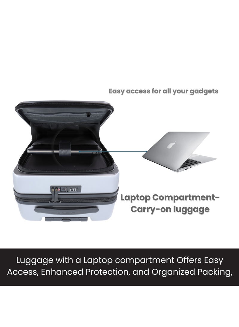 NATIONAL GEOGRAPHIC National Geographic Lodge Check-In Large Travel Suitcase, 100% PC Durable Lightweight Hard Shell Expandable Luggage, 4 Double Wheel, TSA Lock Trolley Bag Silver (71 cm/24 Inch).  - Image 2