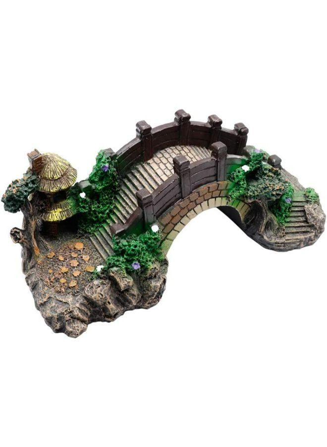 B&K Aquarium Ornament Resin Arch Bridge Tree Pavilion Artificial Bridge Model for Garden Decor Fish Tank Landscape Accessories - Image 1