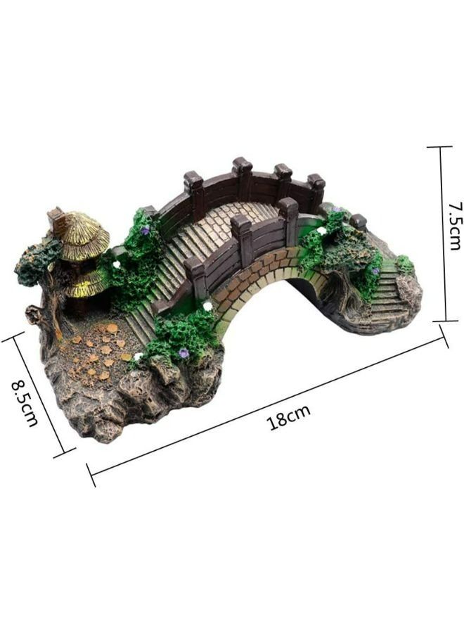 B&K Aquarium Ornament Resin Arch Bridge Tree Pavilion Artificial Bridge Model for Garden Decor Fish Tank Landscape Accessories - Image 2