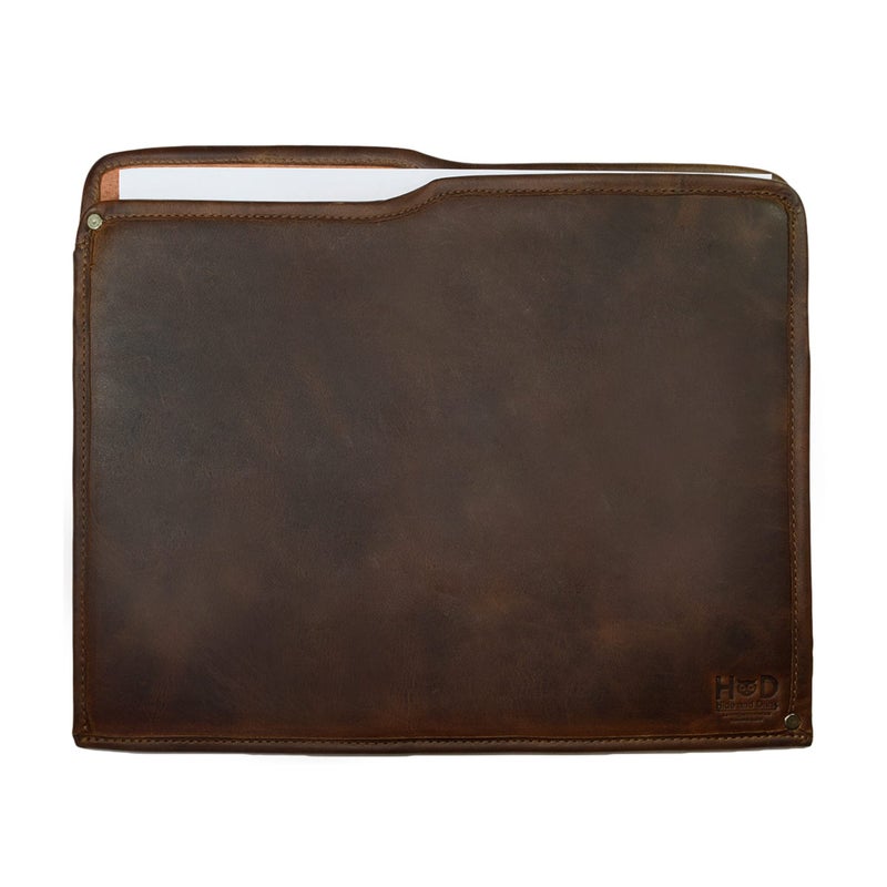 Hide & Drink, Rustic Manila Folder Document Holder, Office and Work Essentials, Professional Case, Full Grain Leather, Handmade, Bourbon Brown - Image 1