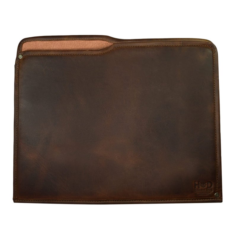 Hide & Drink, Rustic Manila Folder Document Holder, Office and Work Essentials, Professional Case, Full Grain Leather, Handmade, Bourbon Brown - Image 4
