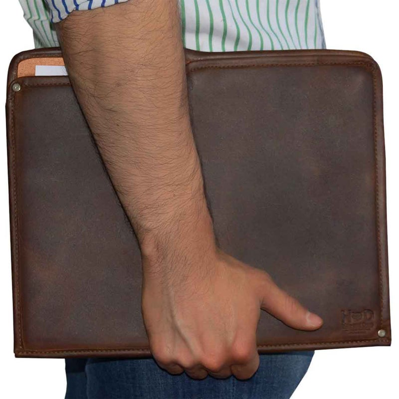 Hide & Drink, Rustic Manila Folder Document Holder, Office and Work Essentials, Professional Case, Full Grain Leather, Handmade, Bourbon Brown - Image 3