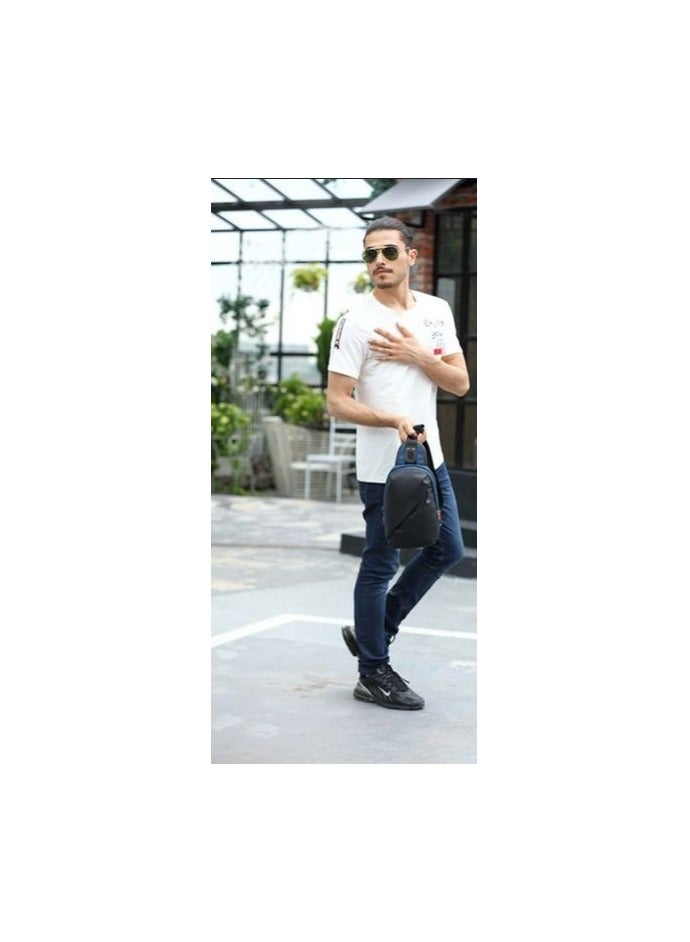 REBENUO A shoulder and chest bag for men to protect against theft, with a completely attractive design that stores all papers and belongings, in black color and model number ps-312 - Image 4