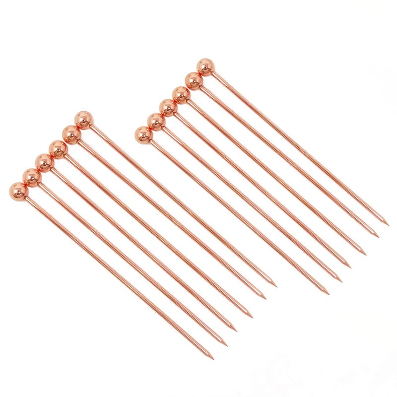 Honbay 12PCS Stainless Steel Reusable Fruit Appetizers Toothpicks Cocktail Picks Stick Skewers for Bar Party 43 Inch Rose Gold