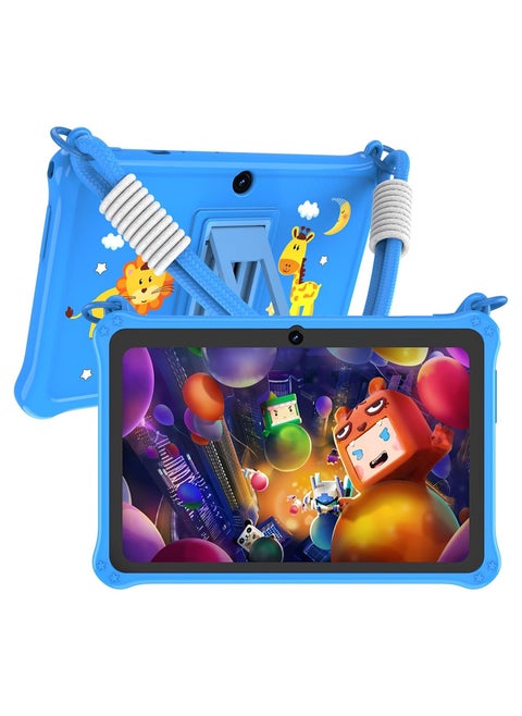 7 inch Android Tablet for Kids, WiFi Kids Tablet, 2GB+2GB RAM 32GB ROM Quad-Core Toddler Tablet with Shockproof Case, Bluetooth, WiFi, Parental Control, Dual Camera,  Educational Games (Blue)