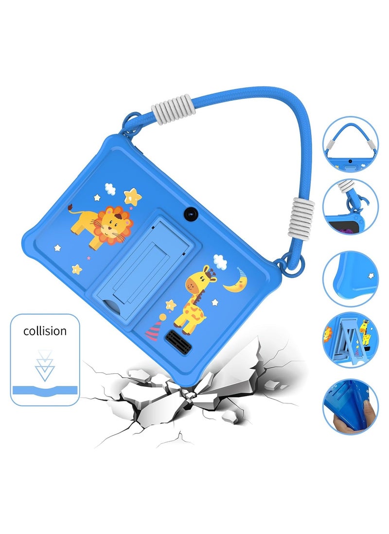7 inch Android Tablet for Kids, WiFi Kids Tablet, 2GB+2GB RAM 32GB ROM Quad-Core Toddler Tablet with Shockproof Case, Bluetooth, WiFi, Parental Control, Dual Camera,  Educational Games (Blue)