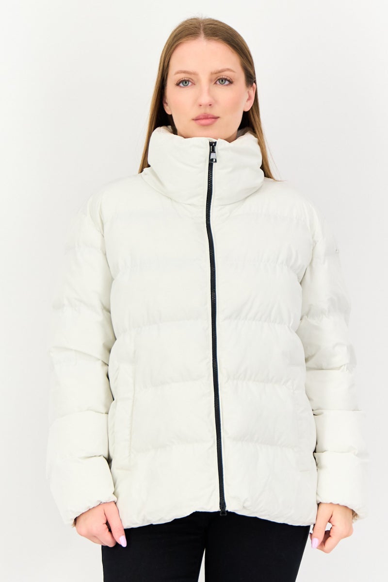 GEOX جاكيت باركا قصير للنساء أيلا، أبيض - Image 1