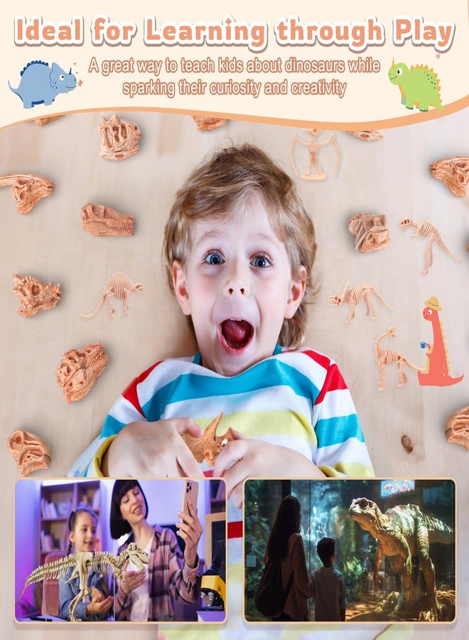 Zealor 70PCS 3.7 Inch Dinosaur Bone for Sandbox White Dinosaur Fossil Skeleton Plastic Skull Dino Dig Toy Kit for Puzzle Game Sensory Bin Birthday Party Dino Scavenger Hunt Science Class Prize Cupcake - Image 4