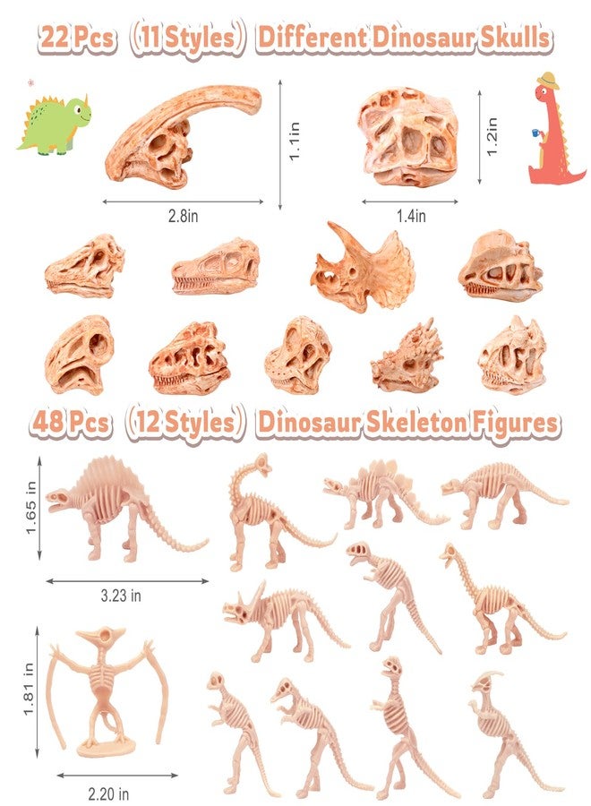 Zealor 70PCS 3.7 Inch Dinosaur Bone for Sandbox White Dinosaur Fossil Skeleton Plastic Skull Dino Dig Toy Kit for Puzzle Game Sensory Bin Birthday Party Dino Scavenger Hunt Science Class Prize Cupcake - Image 2