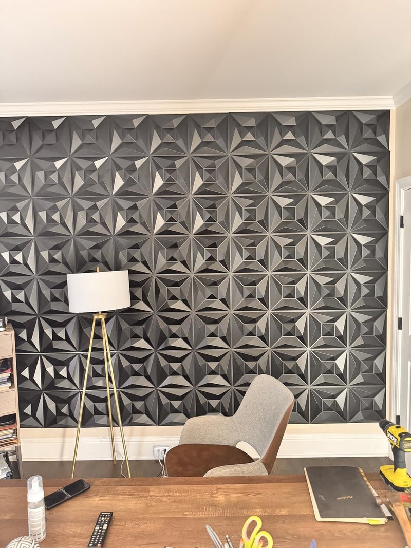 Umedol 40 PCS 3D Wall Panels for Interior Wall DÃ©cor Black 11.8"*11.8" Covering Panels, PVC Textured 3D Wall Tile for Living Room, Bedroom DIY Interior DÃ©cor - Image 3