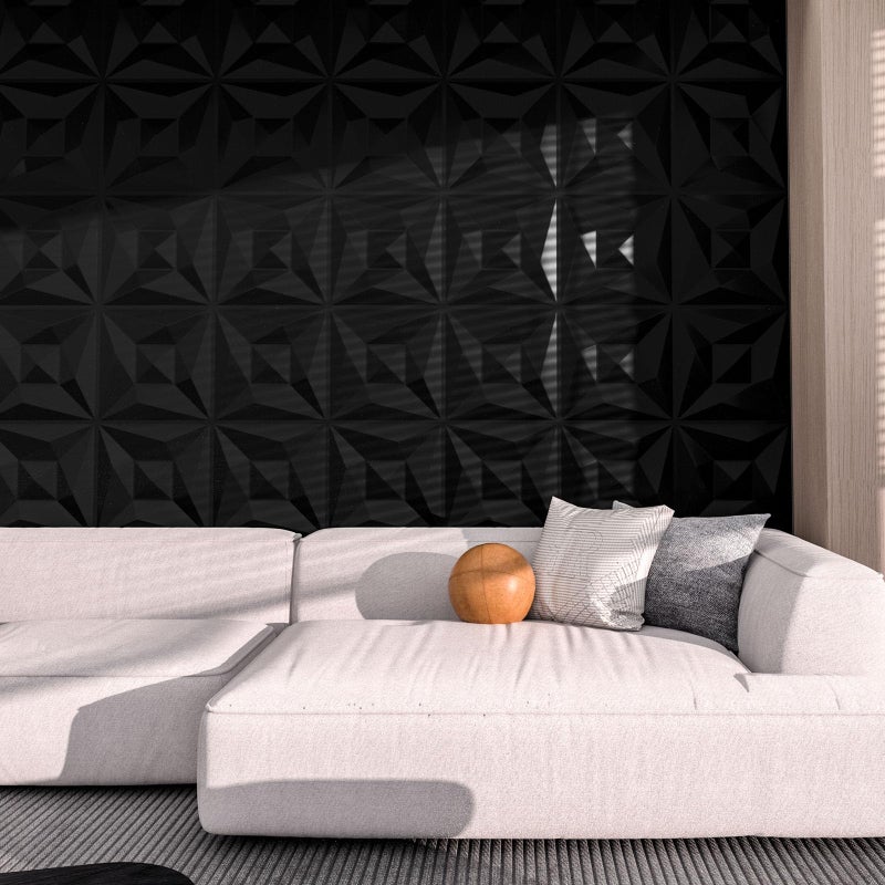 Umedol 40 PCS 3D Wall Panels for Interior Wall DÃ©cor Black 11.8"*11.8" Covering Panels, PVC Textured 3D Wall Tile for Living Room, Bedroom DIY Interior DÃ©cor - Image 4