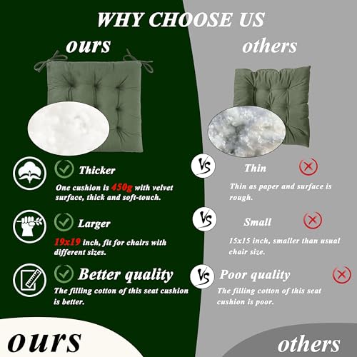 FlyGulls Rocking Chair Cushions Indoor Velvet Chair Pads High Back and Seat Cushion 2 Piece Set Green - Image 4