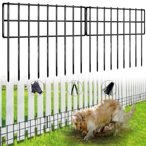 NANYEZH 42.5ft (L) x 13in (H) Garden Fence Animal Barrier, 30 Panels No Dig Fence for Dogs, 1.35in Gap Rustproof Metal Decorative Garden Fencing, Anti Digging Barrier Ground Defense Border for Outdoor, Yard - Image 1