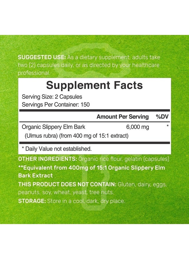DEAL SUPPLEMENT Slippery Elm Capsules, 6,000mg Per Serving – 300 Pills, Made with Organic Inner Bark Powder Extract – Natural Herb for Soothing Throat & Digestive Support – Non-GMO  - Image 2