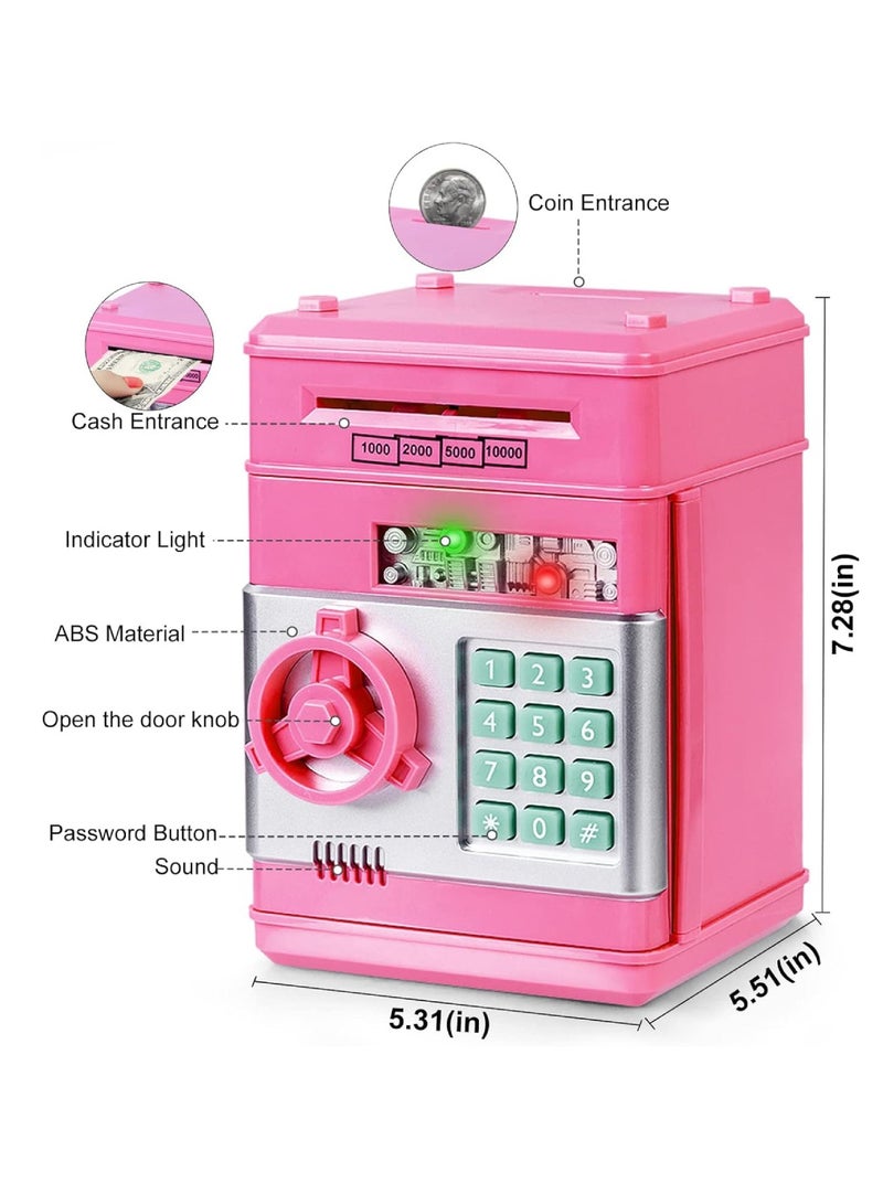 Digi Core حصالة نقود معدنية، حصالة نقود إلكترونية، حصالة نقود للأطفال، حصالة نقود إلكترونية آمنة، صندوق توفير نقود محمي بكلمة مرور، ماكينات صرف آلي للعملات المعدنية والنقدية، ألعاب هدايا، صندوق عملات معدنية مع بطاريات، وردي - Image 4