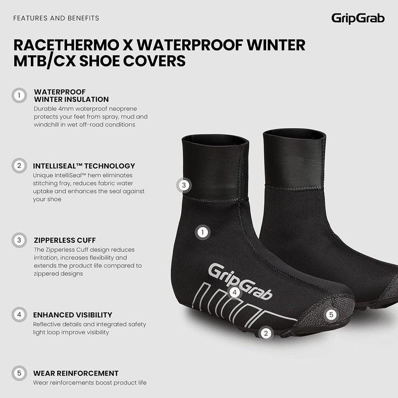 GripGrab RaceThermo X Waterproof Winter Gravel MTB Cycling Shoe Covers Cold Weather Neoprene Offroad Biking Overshoes - Image 2
