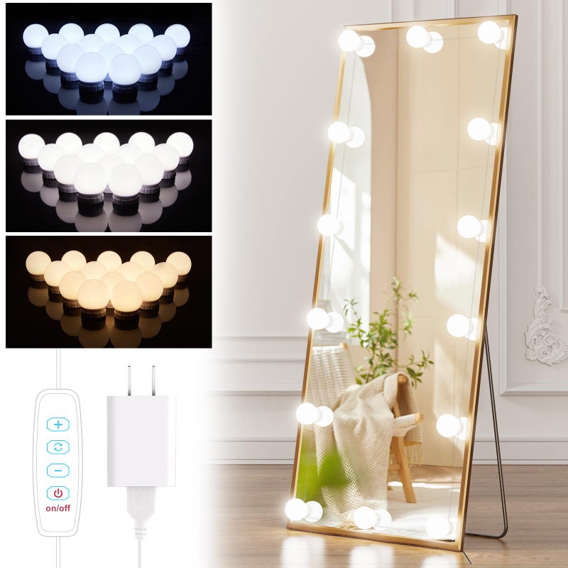 Brightown 14 Bulb Dimmable Hollywood Makeup Mirror Lights, 22Ft Adjustable Vanity Lighting Fixtures for Full Length Mirror (Mirror Not Included) - Image 1