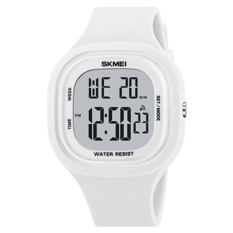 Women's Versatile Electronic Watch, Simple Waterproof Digital Watch with High Appearance for Female Students/white - Image 1