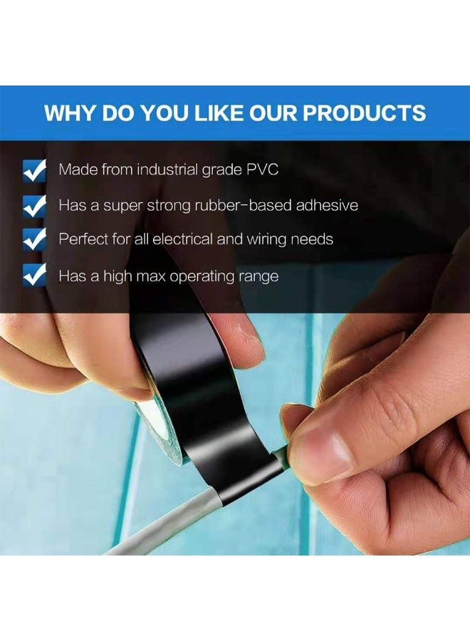 جيه زد اس شريط كهربائي أسود من JZS مقاوم للماء، شريط كهربائي أسود عالي الجودة، لفة جامبو، شريط كهربائي عالي الحرارة معتمد من UL/CSA، درجة صناعية، فينيل كهربائي فائق، 1.7 مم × 20 م × 10 لفات - Image 5