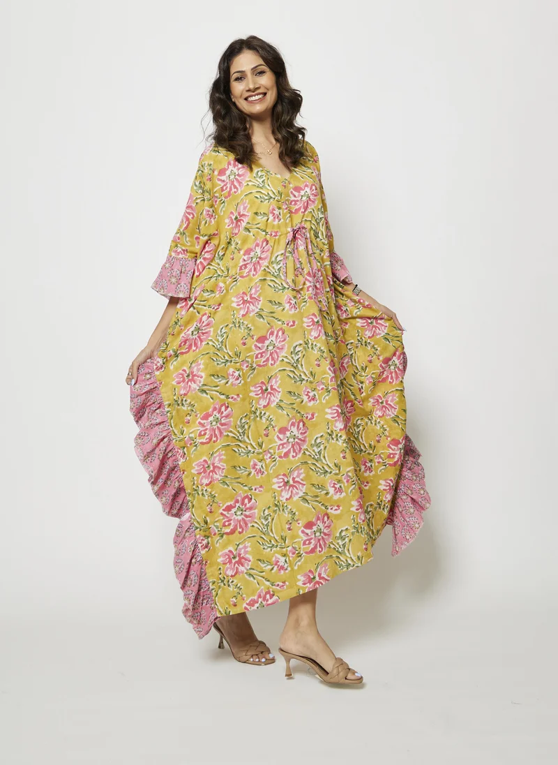 Kyshmysh YELLOW FRILL CAFTAN