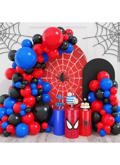 Red Blue Black Balloon Arch Garland Kit 101 Pcs Matte Red Black And Royal Blue Latex Balloon Garland Kit For Super Spider Hero Party Boys Kids Birthday Baby Shower Graduation Party Decorations