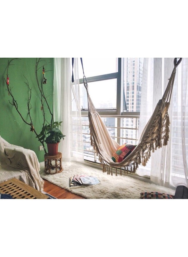 RISEON Handmade Boho Large Brazilian Macrame Fringe 2 Person Double Deluxe Hammock Swing Net Chair for Beach, Yard, Bedroom, Patio, Porch, Indoor, Outdoor, Wedding Decor 95" Lx 59" W - Image 5