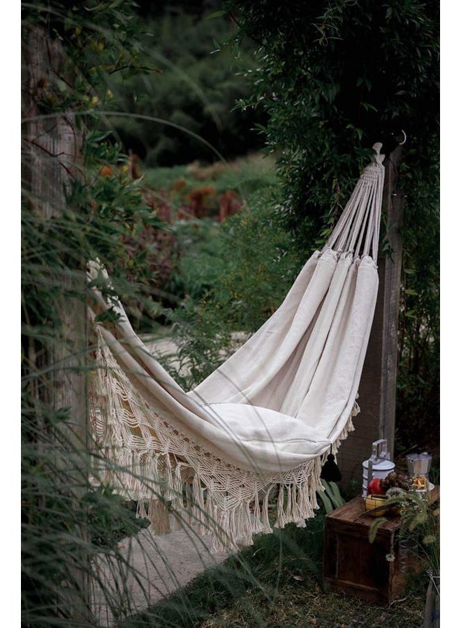 RISEON Handmade Boho Large Brazilian Macrame Fringe 2 Person Double Deluxe Hammock Swing Net Chair for Beach, Yard, Bedroom, Patio, Porch, Indoor, Outdoor, Wedding Decor 95" Lx 59" W - Image 2