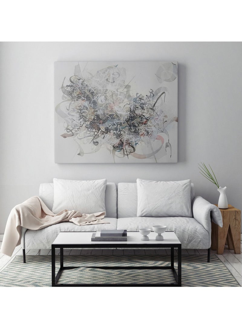 مودكلاس لوحه فنيه جداريه بخامة كانفس  بتصميم  تجريدى حديث  للحروف العربيه  باللون الرصاصي - Image 1