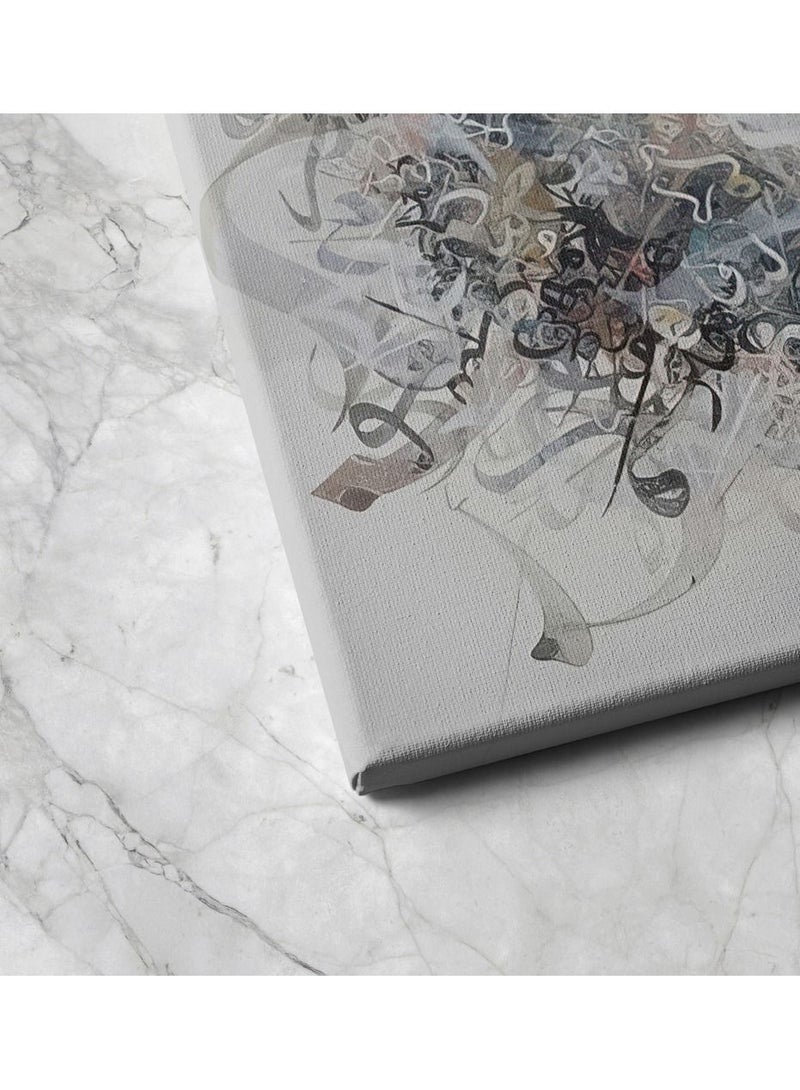 مودكلاس لوحه فنيه جداريه بخامة كانفس  بتصميم  تجريدى حديث  للحروف العربيه  باللون الرصاصي - Image 3