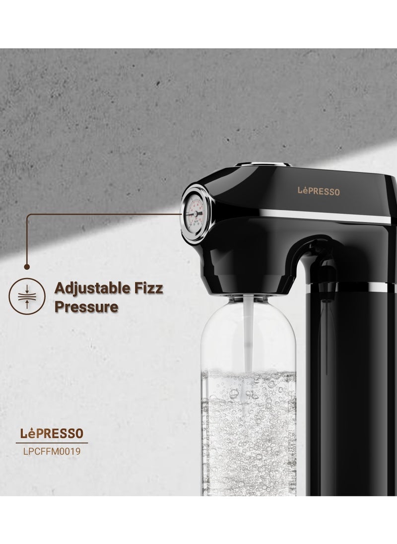 Sparkling Water Maker 1L with Three Capsules and Pressure Meter / Efficient Carbonation / Adjustable Fizz Pressure / One-Button Operation - Black - pzsku/Z77EBA8D839E775DD4A49Z/45/1741591087/bc489bc5-e5ec-4b96-bb2a-f1951b5b12da