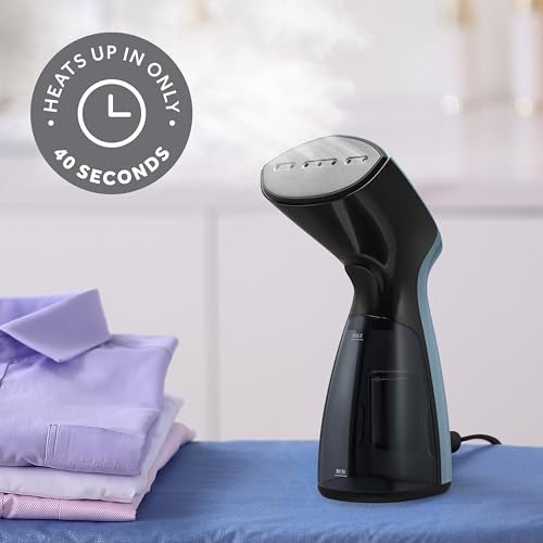 Sunbeam 1000W Compact Handheld Steamer for Clothes, Portable, Travel Steamer, Non-Stick Head, 30s Heat Up, 8 Minutes Continuous Steam, 110ml Water Tank, Bristle Brush, Storage Bag, Blue/Black - Image 5