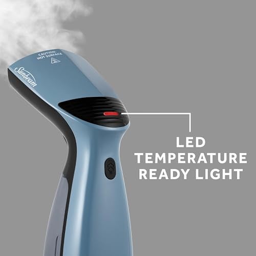 Sunbeam 1000W Compact Handheld Steamer for Clothes, Portable, Travel Steamer, Non-Stick Head, 30s Heat Up, 8 Minutes Continuous Steam, 110ml Water Tank, Bristle Brush, Storage Bag, Blue/Black - Image 3