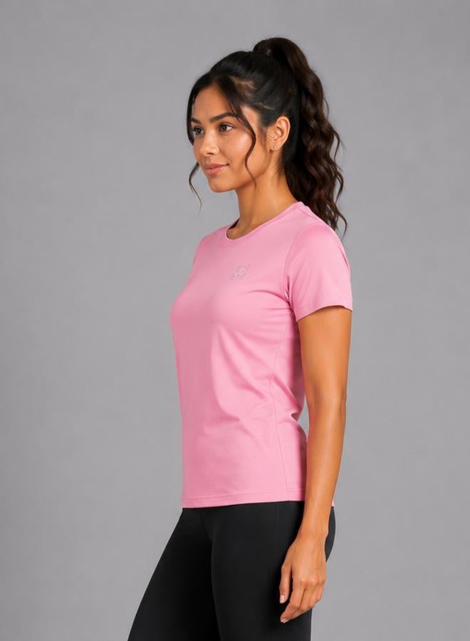 Take Two Pink Solid  Short Sleeve Activewear T-shirt By Lazzycat - Image 4