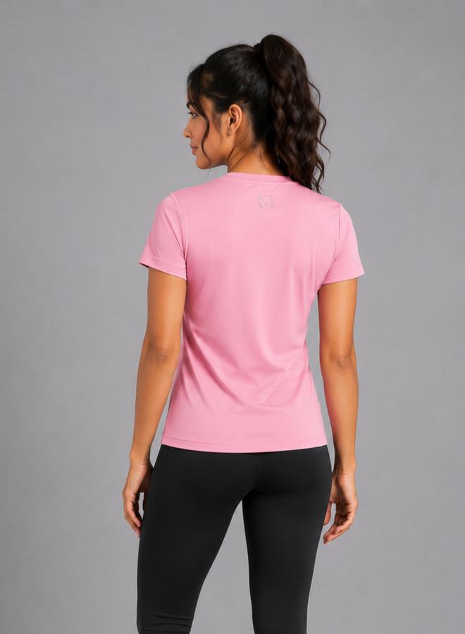 Take Two Pink Solid  Short Sleeve Activewear T-shirt By Lazzycat - Image 3