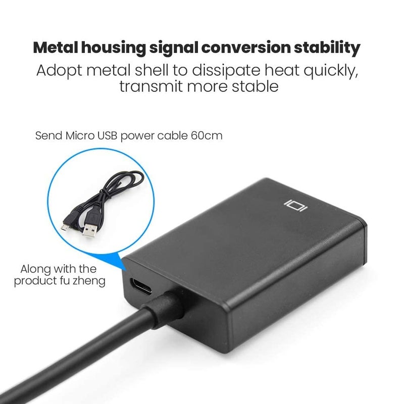 ETZIN ETZIN VGA to HDMI Adapter, Gold-Plated VGA to HDMI Converter (Male to Female) with 0.5FT Audio Cable from PC, Monitor, Uni-Directional VGA (Source) to HDMI (Display) - Image 5