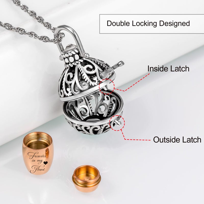 Gredstar Vintage Hollow Flower Urn Necklace for Ashes Forever in my heart Memorial Locket Pendant Jar Keepsake Cremation Jewelry - Image 2