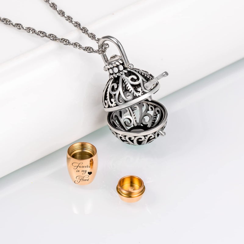 Gredstar Vintage Hollow Flower Urn Necklace for Ashes Forever in my heart Memorial Locket Pendant Jar Keepsake Cremation Jewelry - Image 5