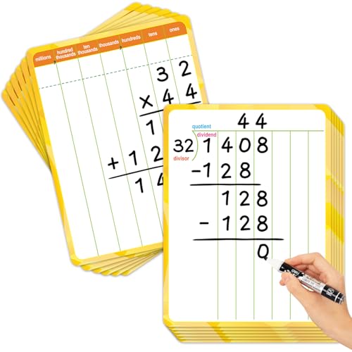 Laffunz 12 Packs Long Division Multiplication Flash Cards Math Manipulative Dry Erase Board Math Games Chart for 2nd 3rd 4th Grade Classroom Must Haves Homeschool Supplies Teacher Essentials - Image 1