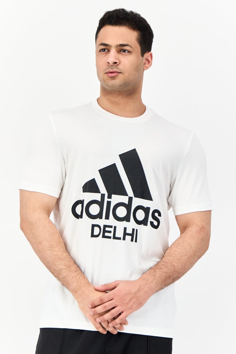Adidas Men Sportswear Fit Delhi Logo Outdoor T-Shirt, White - Image 1