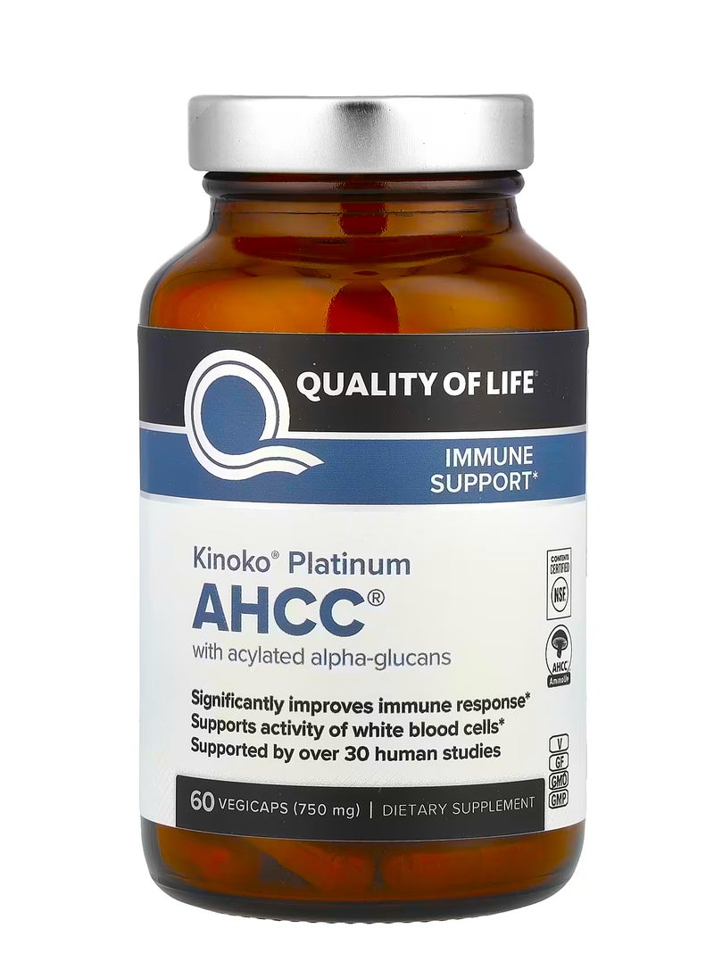 Quality of Life Kinoko® Platinum AHCC® with Acylated Alpha-Glucans, 60 Vegicaps 