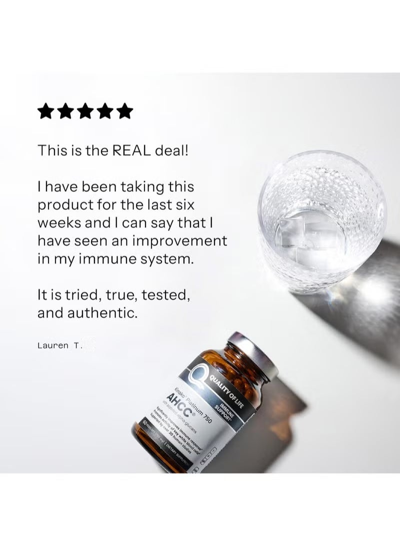 Quality of Life Labs 147926 Kinoko Platinum AHCC Immune Support – 60 Vegetarian Capsules - Image 3