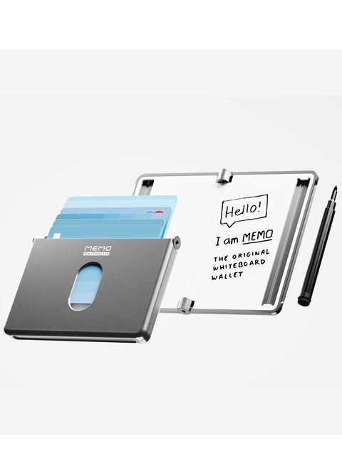 New Things Lab Memo RFID-Blocking Whiteboard Wallet – Slate Gray | Slim, Durable, and Innovative Everyday Carry