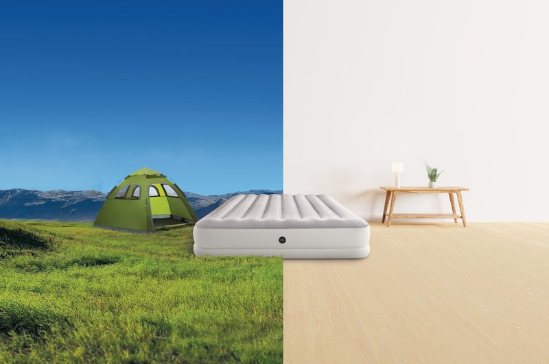 Intex 64179E Dura-Beam Standard Prestige Mid-Rise Air Mattress: Fiber-Tech - Queen Size - Quickfill USB Air Pump - 12in Bed Height - 600lb Weight Capacity - Image 4