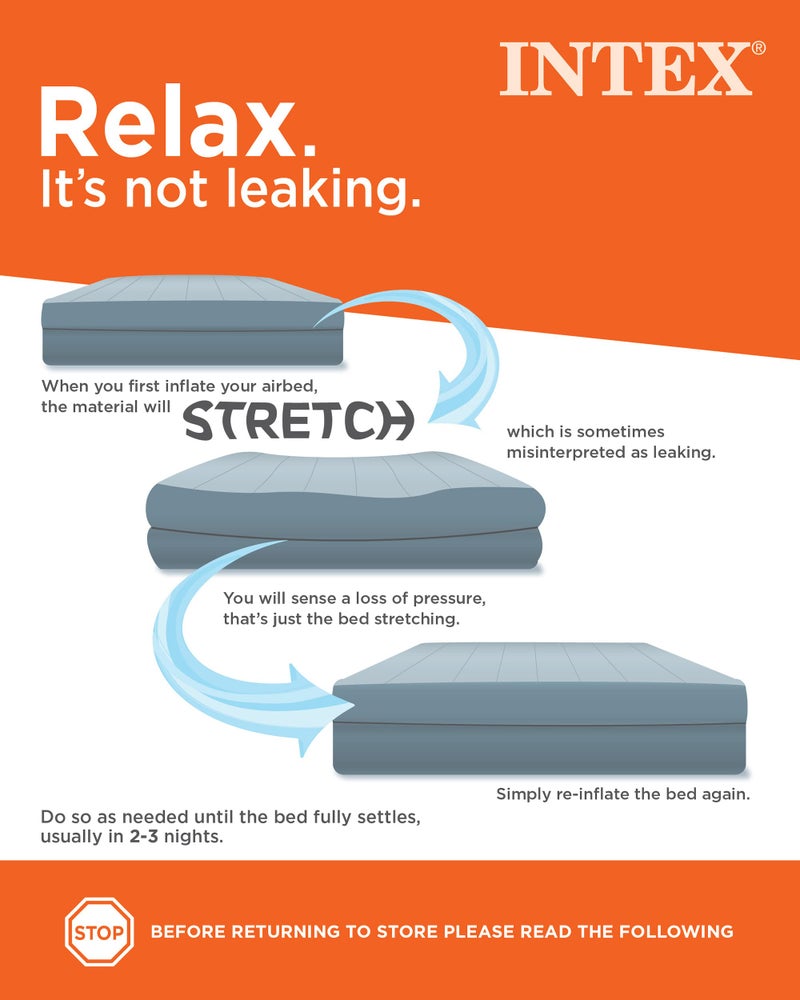 Intex 64179E Dura-Beam Standard Prestige Mid-Rise Air Mattress: Fiber-Tech - Queen Size - Quickfill USB Air Pump - 12in Bed Height - 600lb Weight Capacity - Image 5