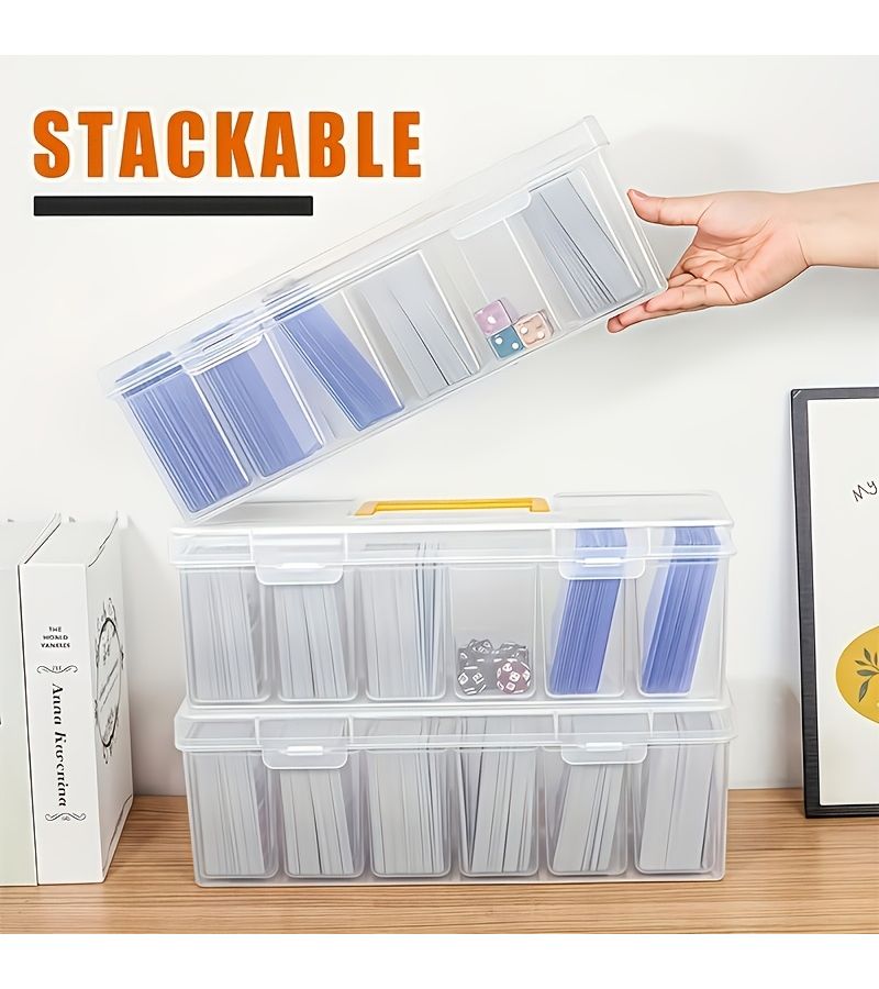 Plastic Card Storage Box Clear Card Case With Removable Inner Box And 6 Compartments Large Capacity Game Card Holder Ultra High Strength 1pc - Image 5
