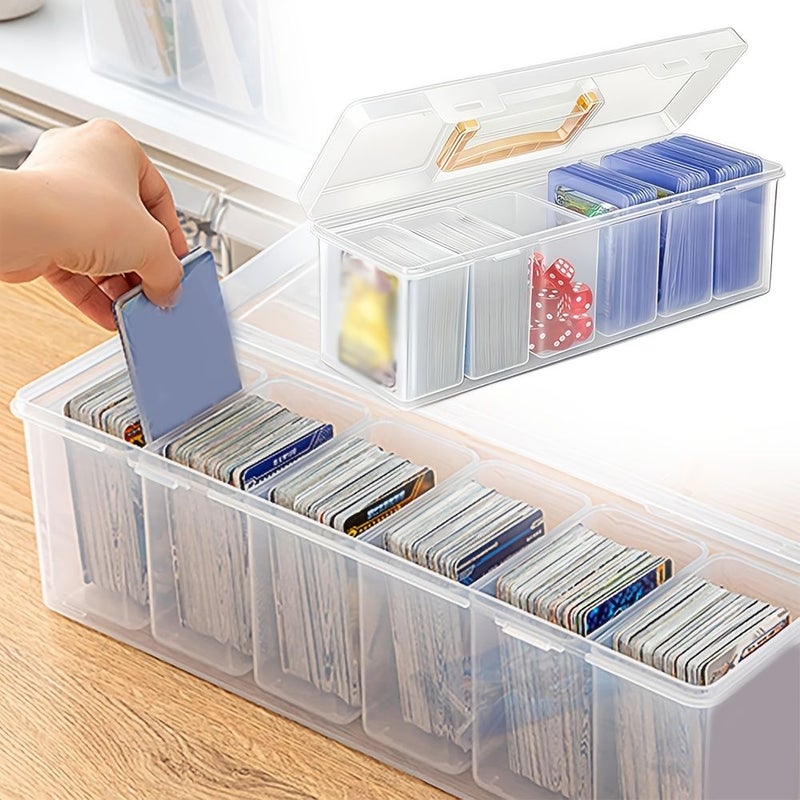 Plastic Card Storage Box Clear Card Case With Removable Inner Box And 6 Compartments Large Capacity Game Card Holder Ultra High Strength 1pc - Image 1