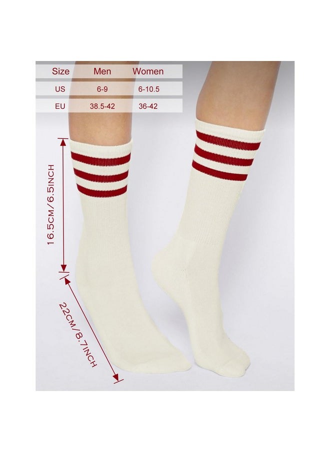 ForBaysy 4 PAIRS Retro Stripe Tube Socks Classic Athletic Sport Crew Socks For Women Casual Cotton Novelty Socks Unisex  - Image 4